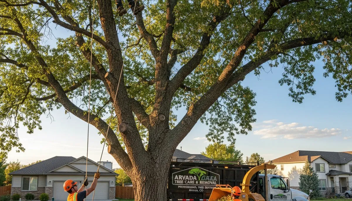 Professional tree removal service in Littleton CO safely cutting and clearing large trees
